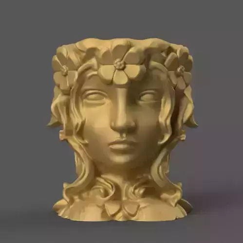 Flower Crown Woman Planter 3D STL File for Decoration