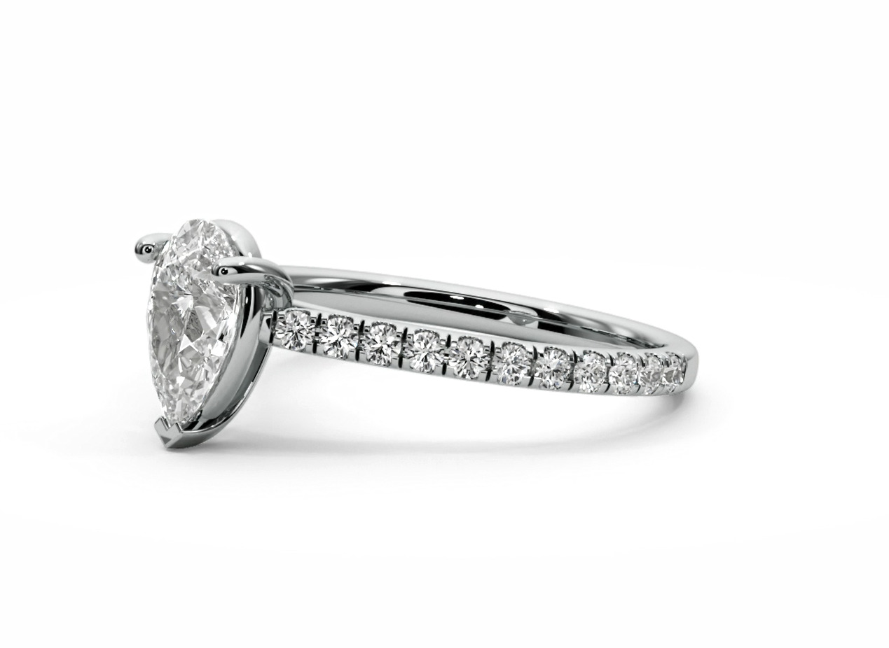 Engagement ring Pear diamond 3D print model_4
