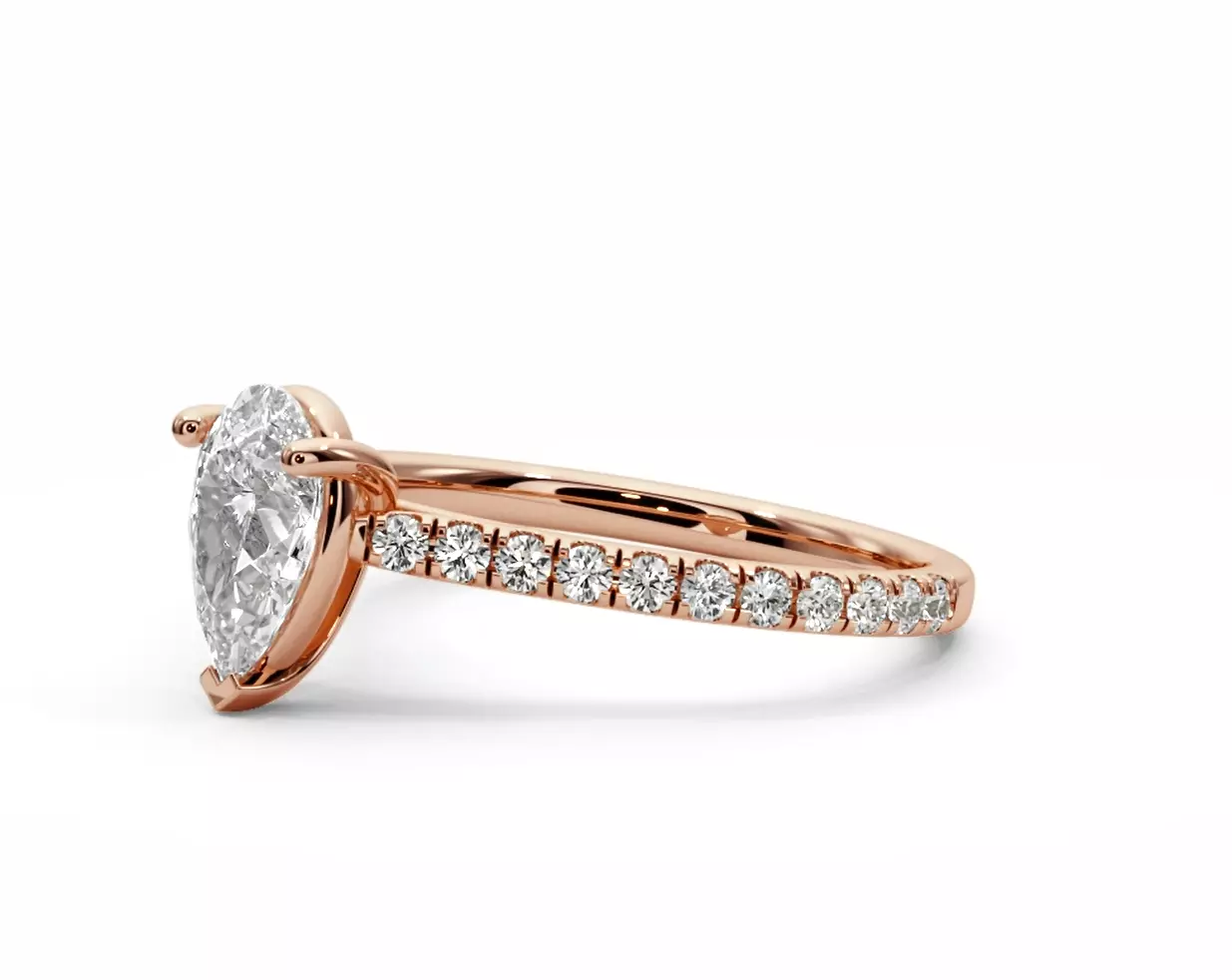 Engagement ring Pear diamond 3D print model_0