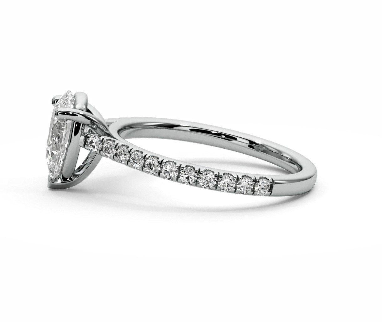 Engagement ring Pear diamond 3D print model_5