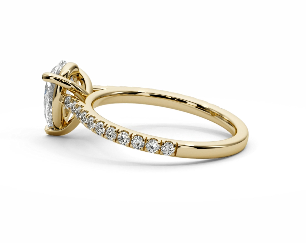 Engagement ring Pear diamond 3D print model_9