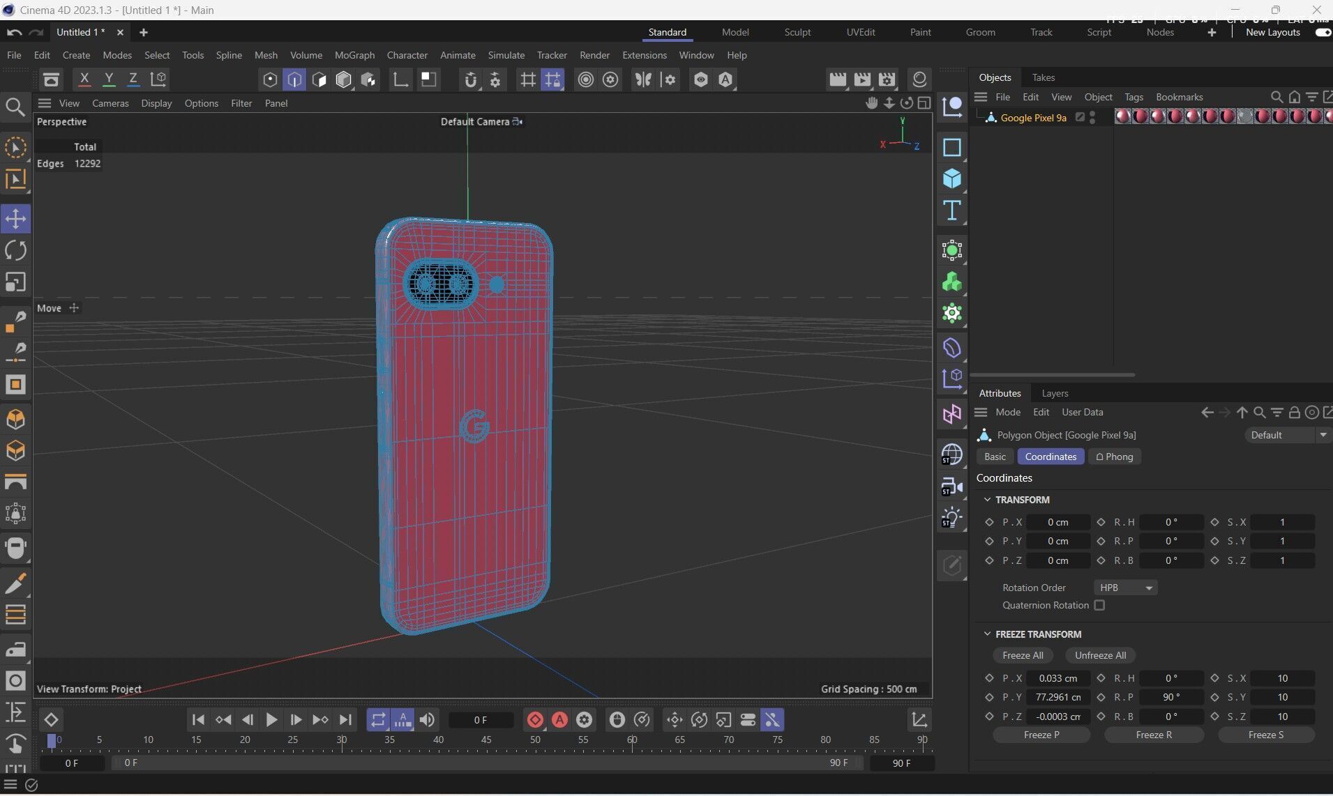 Google Pixel 9a Low-poly 3D model_26