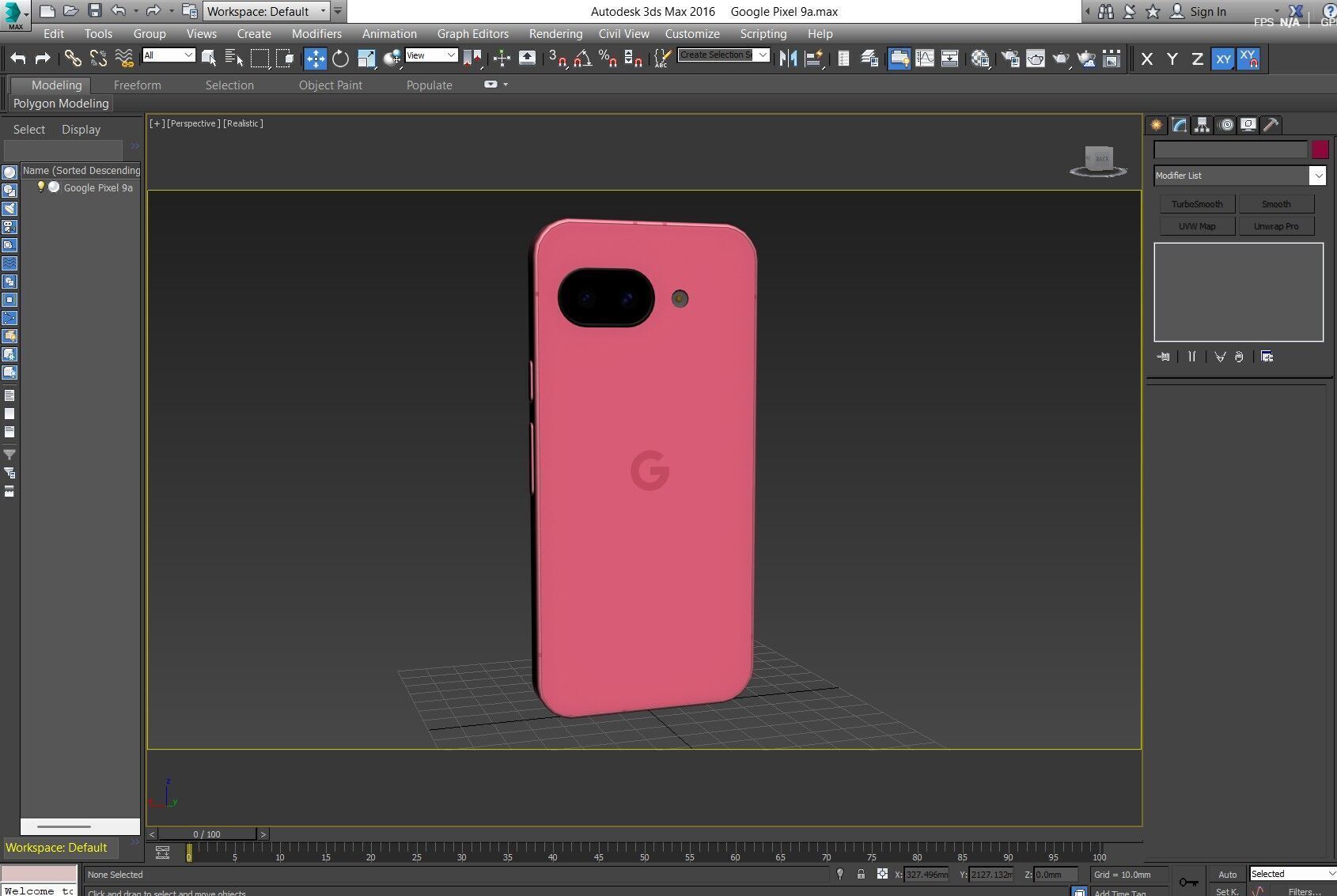 Google Pixel 9a Low-poly 3D model_30