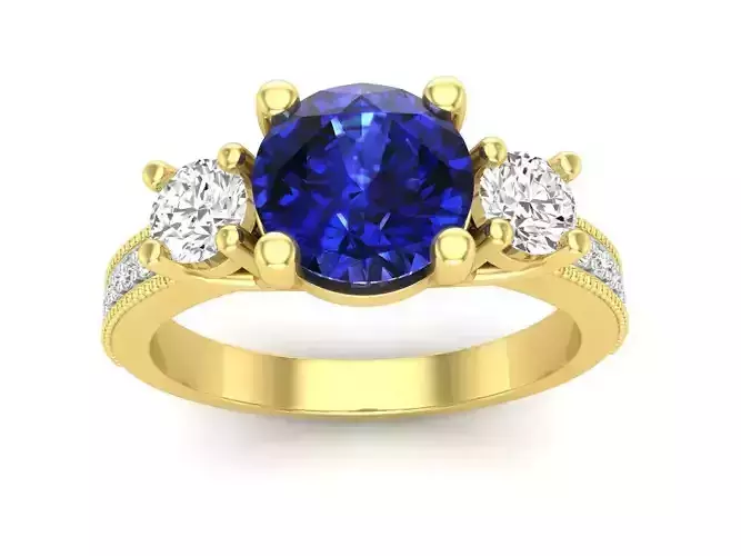 AV 612 Diamond Bridal 3 Stone Engagement Ring