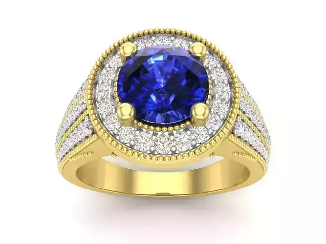 AV 613 Diamond Bridal Halo Vintage Style Engagement Ring