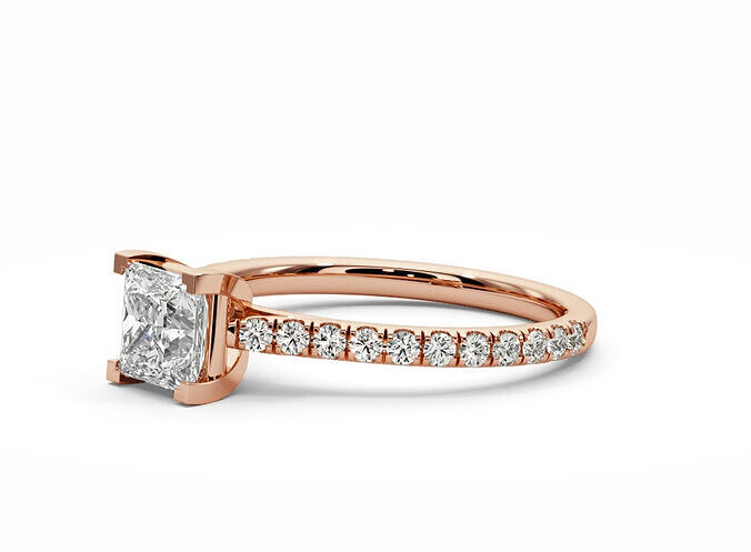 Princess diamond Engagement ring 3D print model