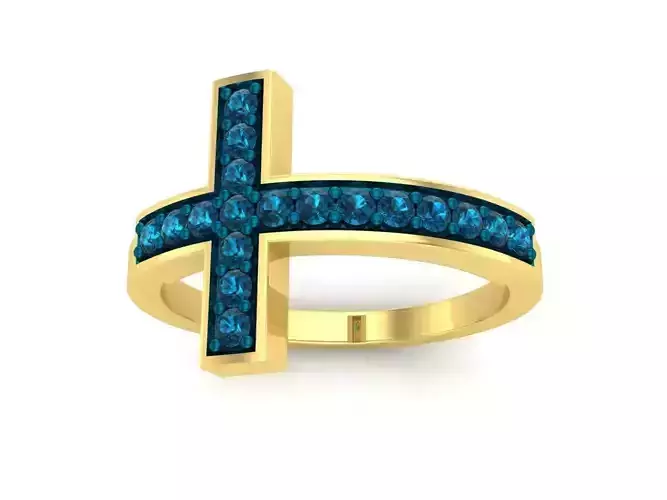 AV 615 Round Diamond Ladies Cross Fashion Ring 3D print model