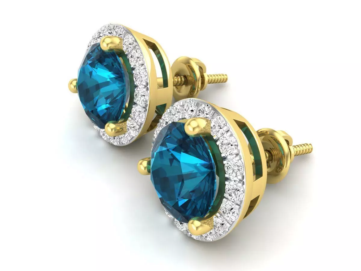 AV 617 Diamond Halo Stud Earrings 3D print model