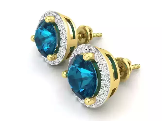 AV 617 Diamond Halo Stud Earrings