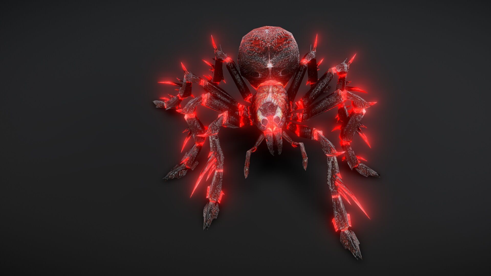 Black Spider Full Animation Low-poly 3D model_6