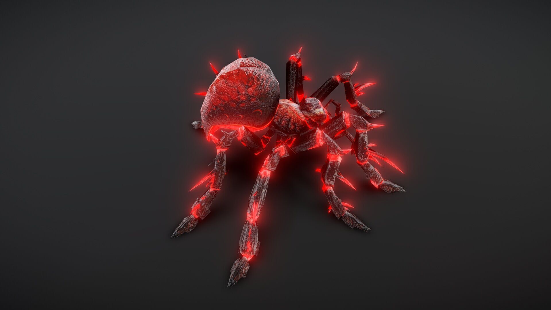 Black Spider Full Animation Low-poly 3D model_7