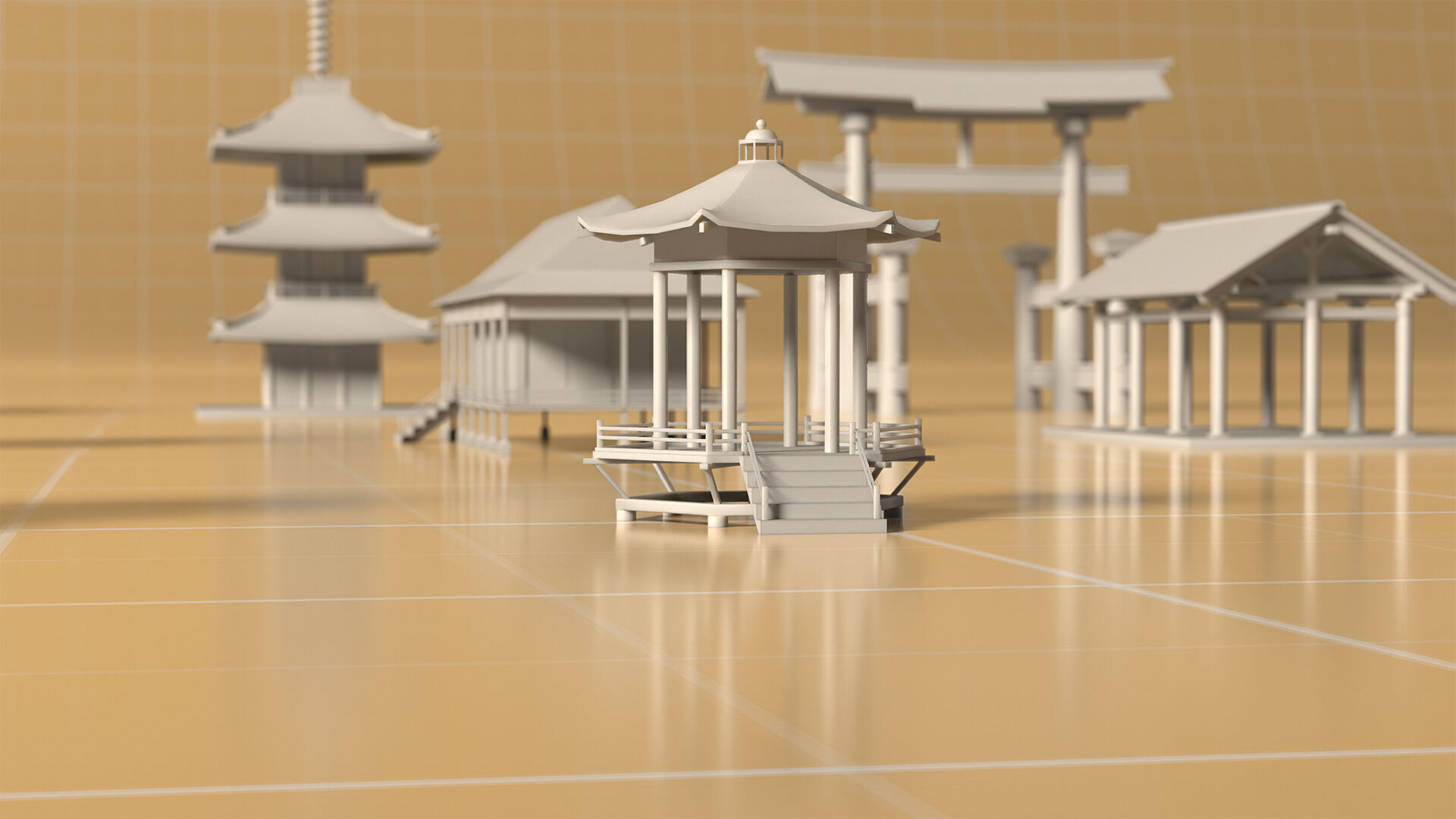 Japanese Building Basemesh 3D model_4