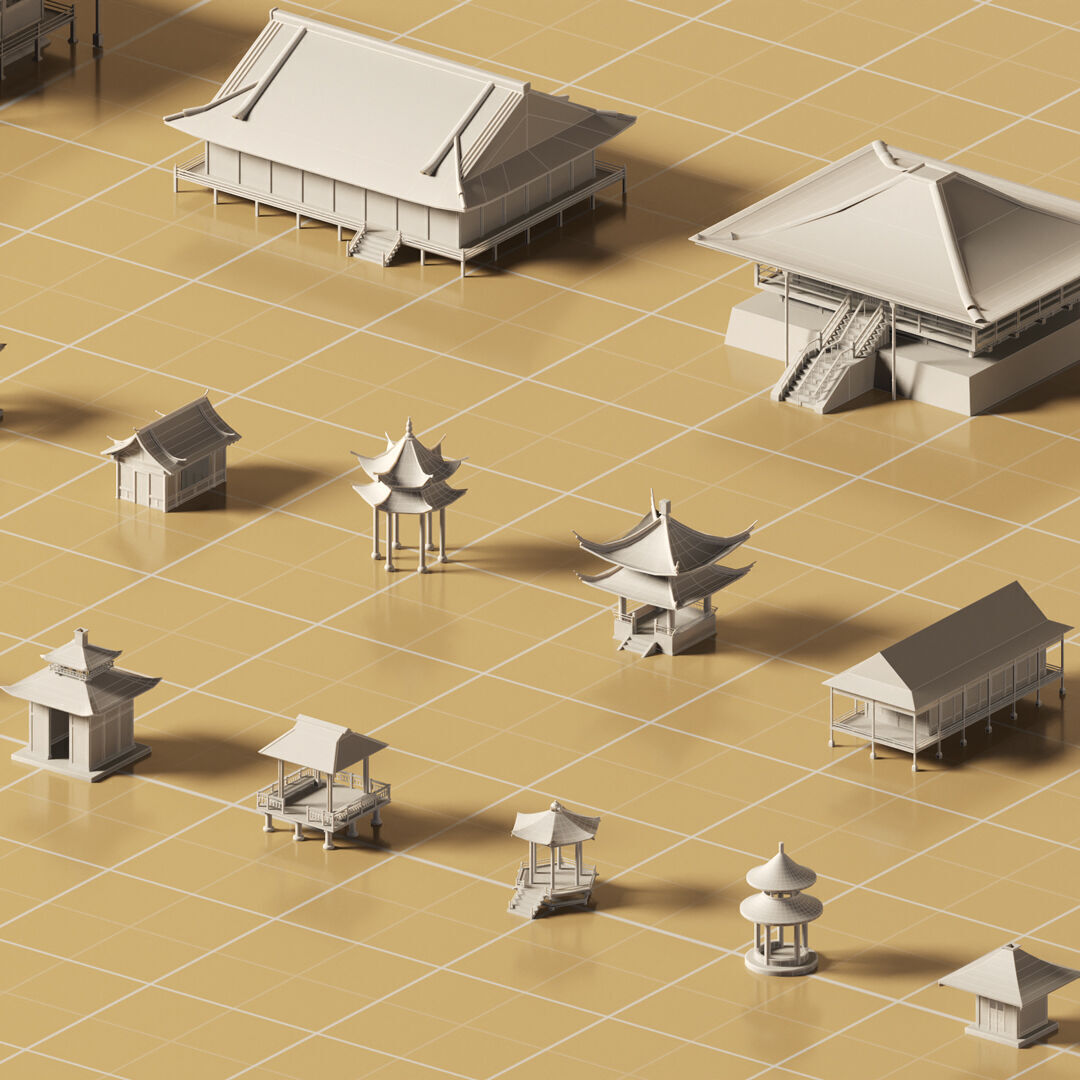 Japanese Building Basemesh 3D model_2