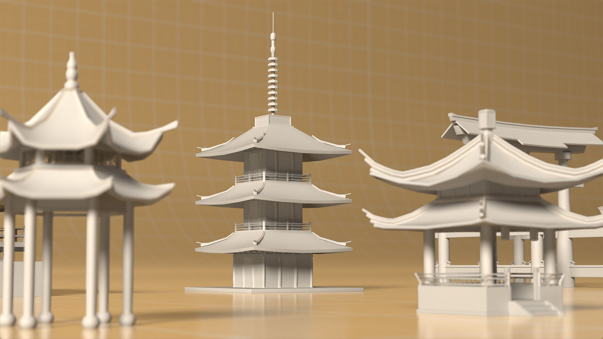 Japanese Building Basemesh 3D model_6