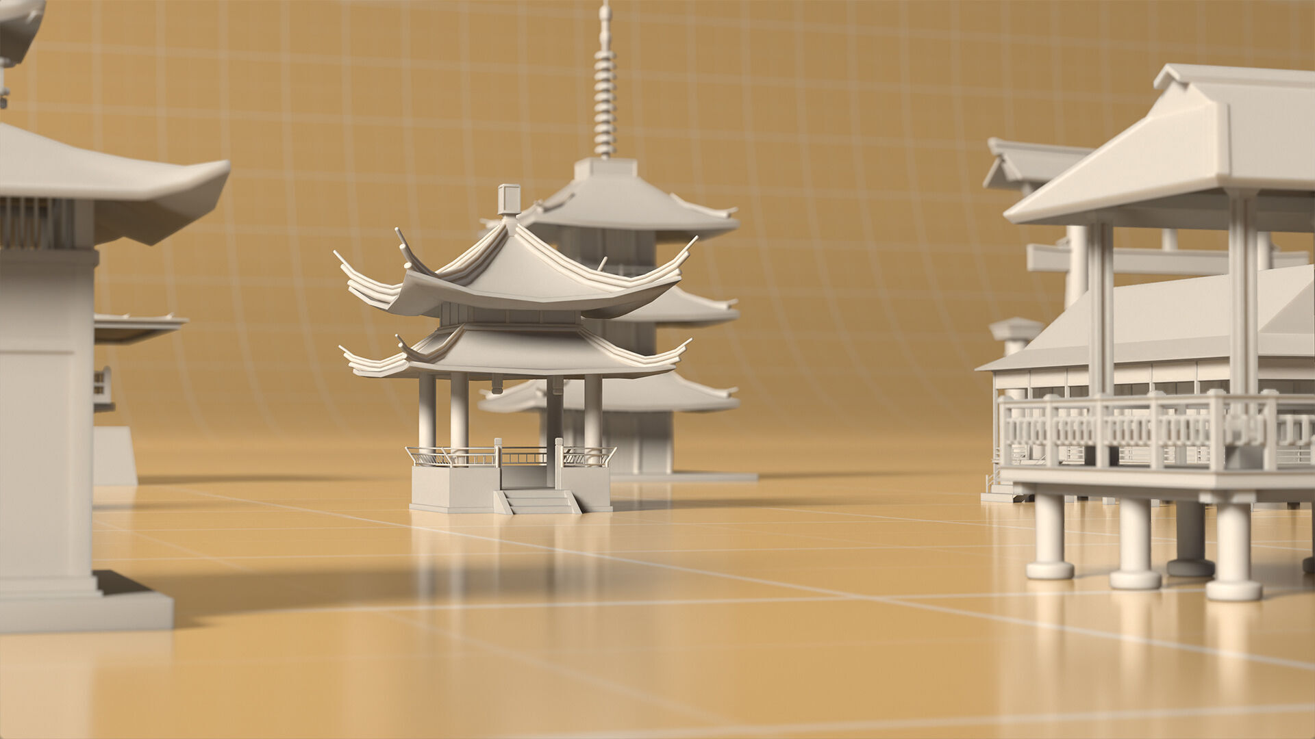 Japanese Building Basemesh 3D model_5