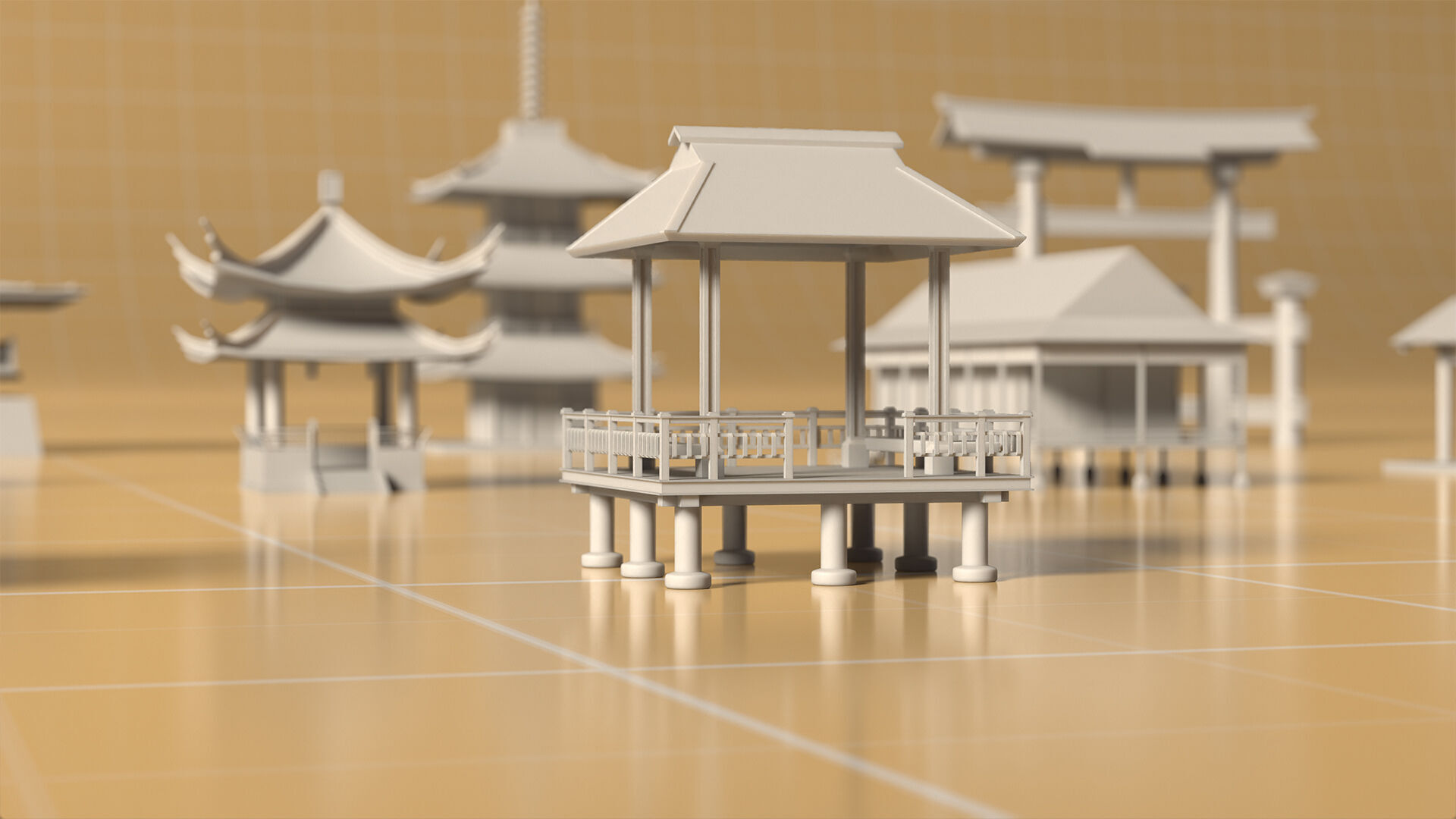Japanese Building Basemesh 3D model_7