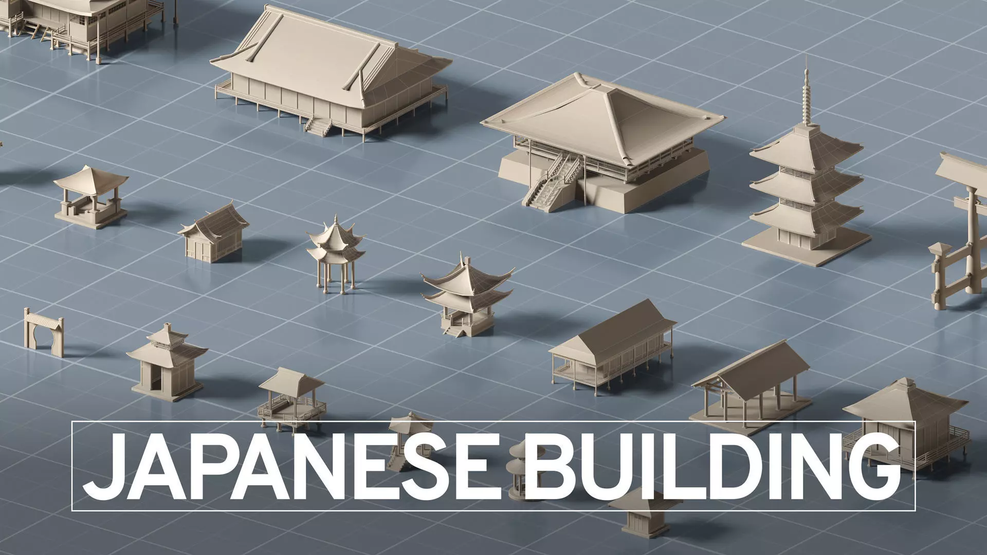 Japanese Building Basemesh 3D model_0