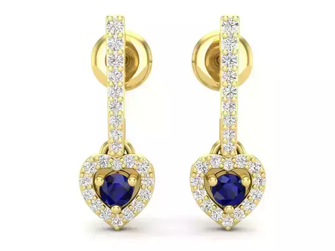 AV 622 Diamond Ladies Heart Dangling Drop Earrings