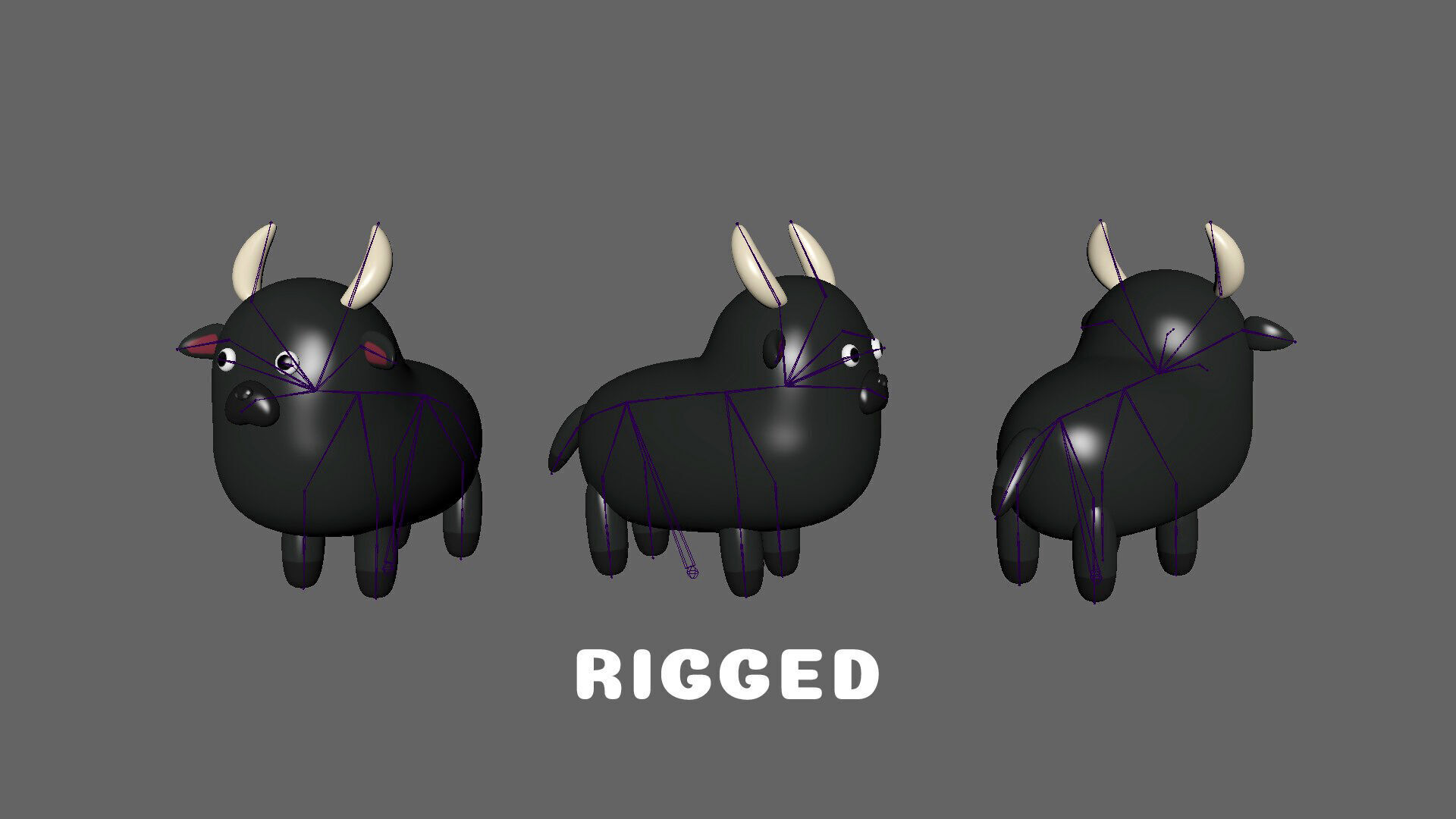 Low-Poly Buffalo Animated - Fun World Animal Low-poly 3D model_4