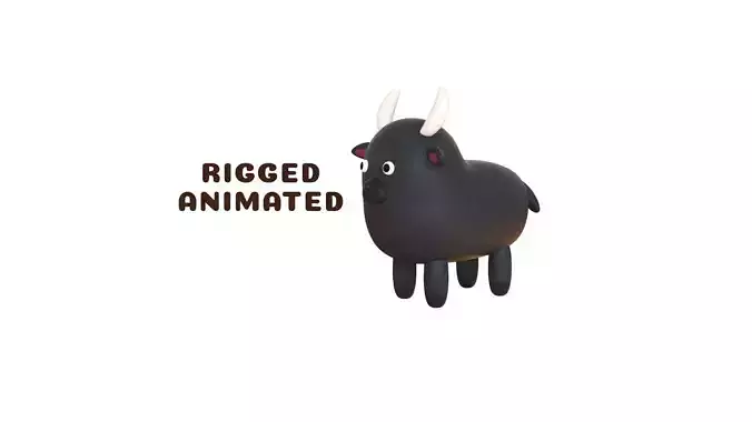 Low-Poly Buffalo Animated - Fun World Animal Low-poly 3D model