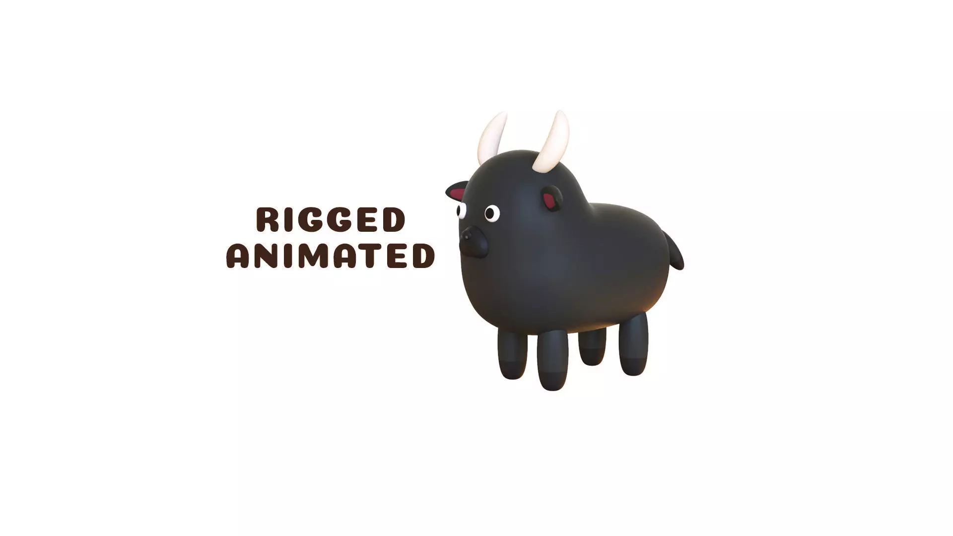 Low-Poly Buffalo Animated - Fun World Animal Low-poly 3D model_0