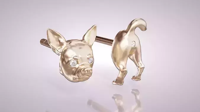 Earrings Studs Chihuahua 3D print model