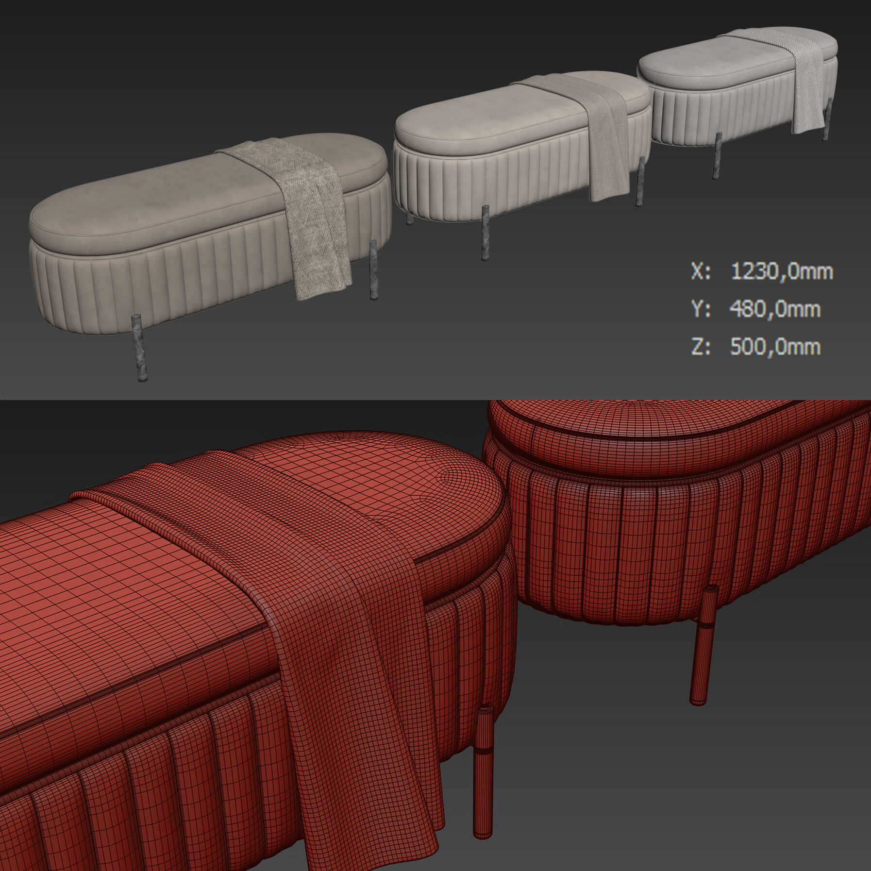Chloe Bench By Jennifer Taylor 3D model_4