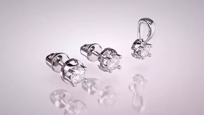 Earrings Studs with Pendant 3D print model