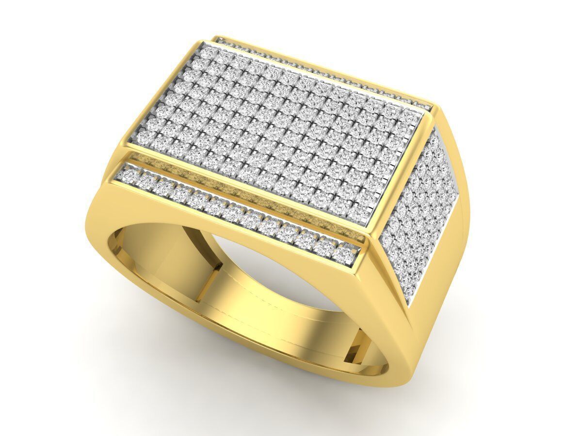 AV 626 Round Diamond Mens Hip-Hop Ring 3D print model_3