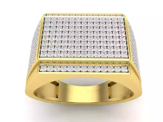 AV 626 Round Diamond Mens Hip-Hop Ring 3D print model