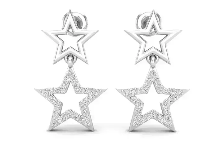 AV 634 Diamond Ladies Star Shape Dangling Drop Earrings