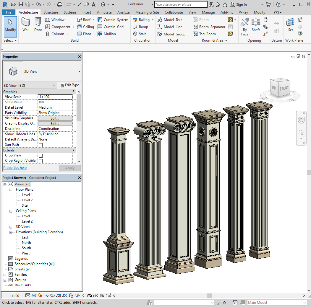 Parametric Classic Columns Family for Revit Pack Four 3D model_1