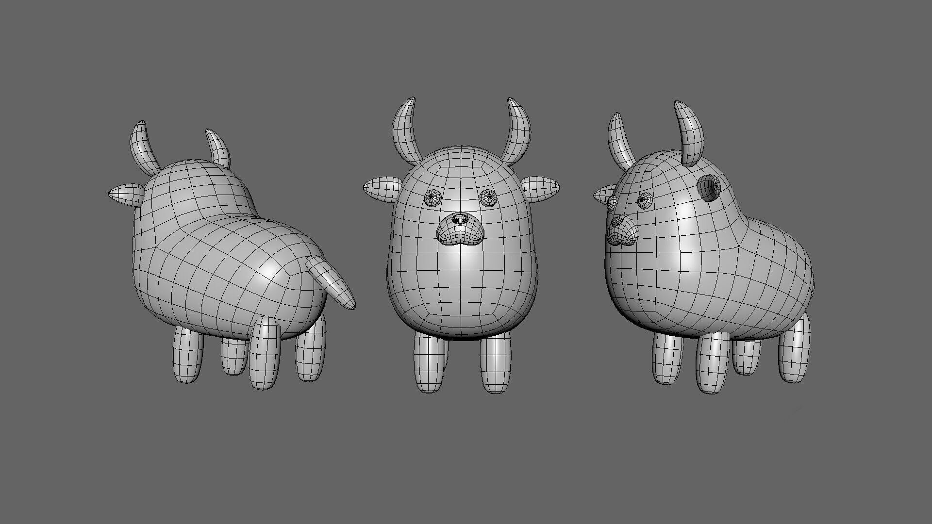 Low-Poly Bull Animated - Fun World Animal Low-poly 3D model_8