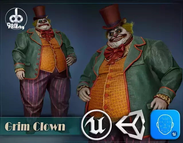 Grim Clown Low-poly 3D model