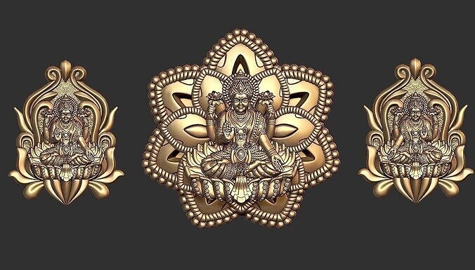 laxmi pendent laxmi earring 3D print model