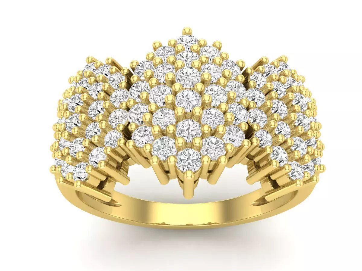 AV 644 Diamond Ladies Flower Right Hand Ring 3D print model