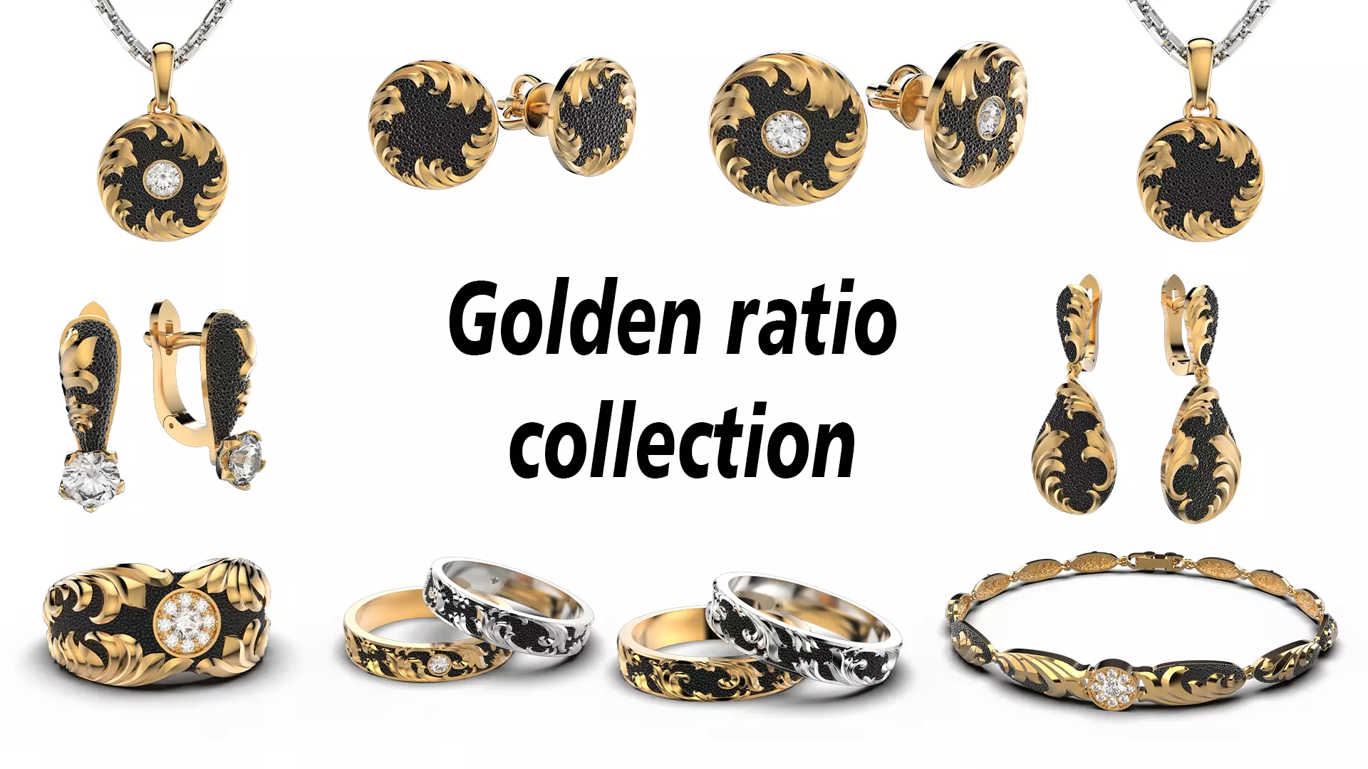 High jewelry Golden ratio set 3D Model Collection_0