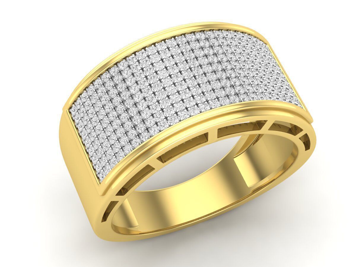 AV 649 Diamond Men Flashy Micropave Hip Hop Ring 3D print model_3