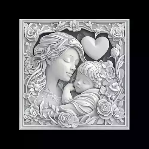 Mothers Love 3D Bas Relief Art 3D print model  Mothers Love 3D Bas Relief Art 3D print model