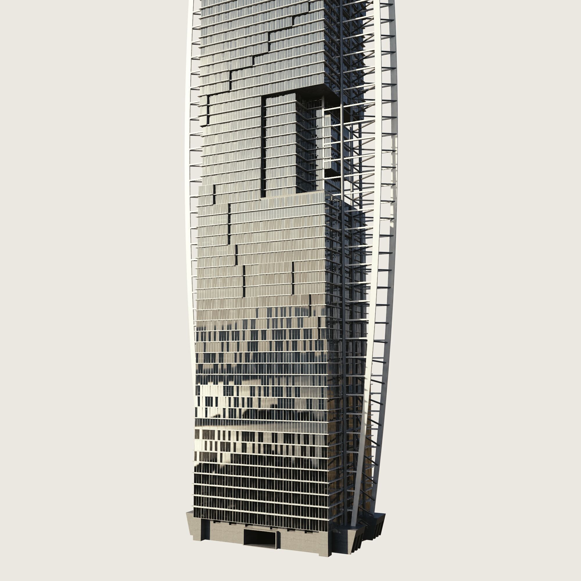 Building Skyscraper City Town Downtown Street Futuristic Utopia Low-poly 3D model_4