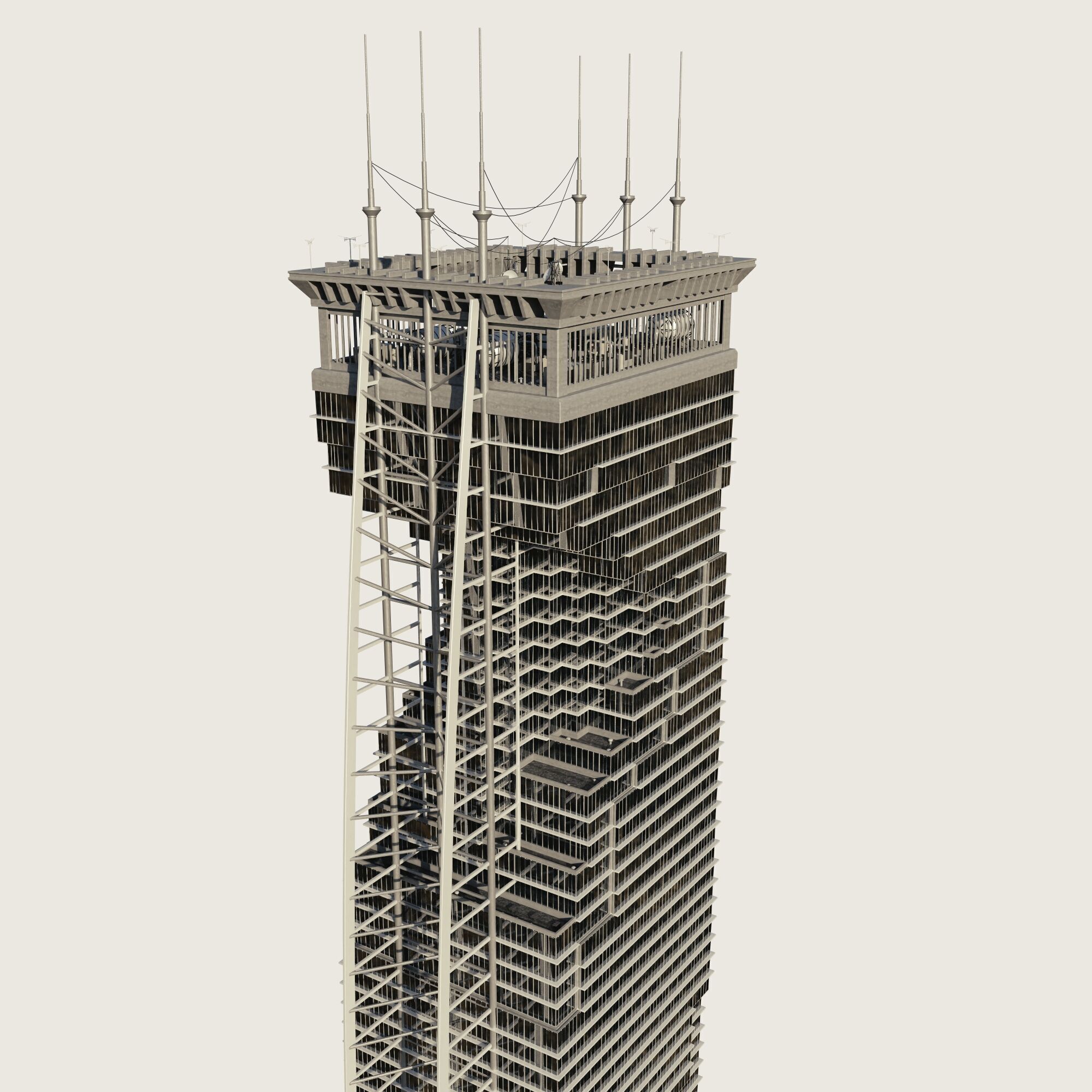 Building Skyscraper City Town Downtown Street Futuristic Utopia Low-poly 3D model_1