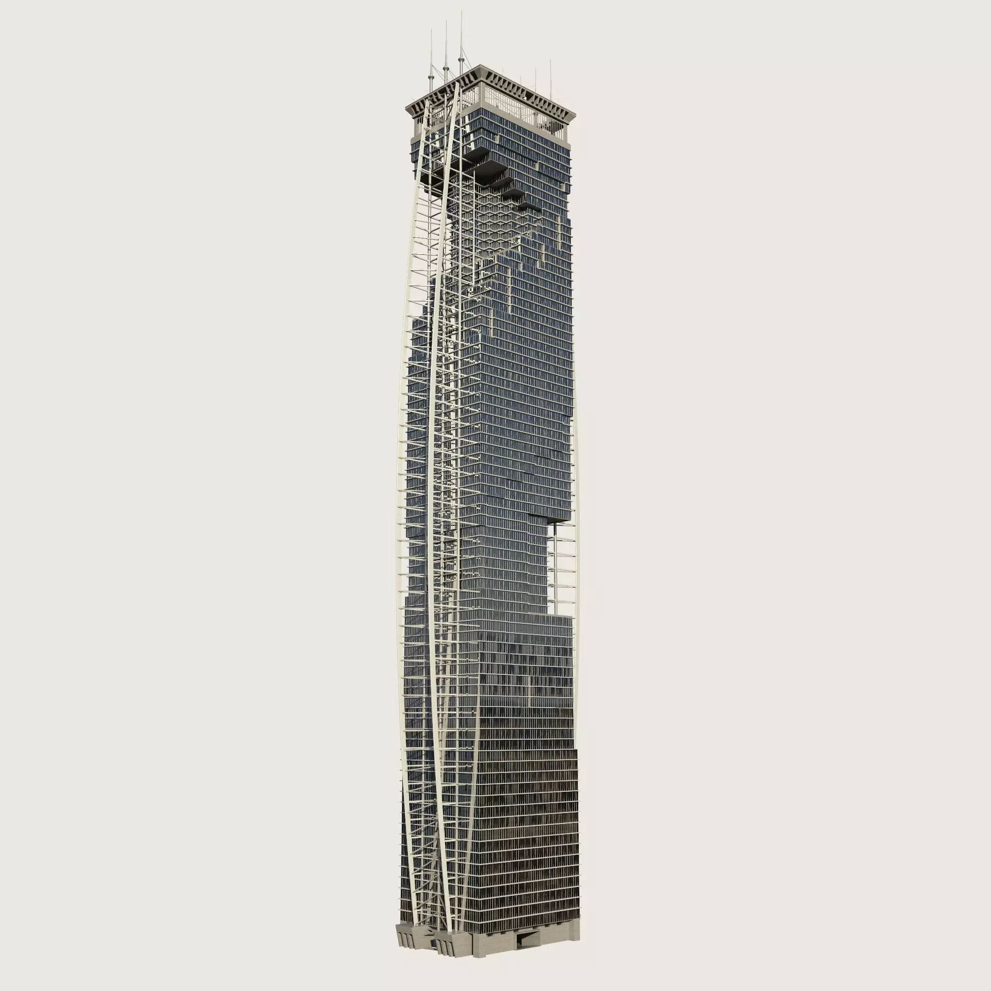Building Skyscraper City Town Downtown Street Futuristic Utopia Low-poly 3D model_0