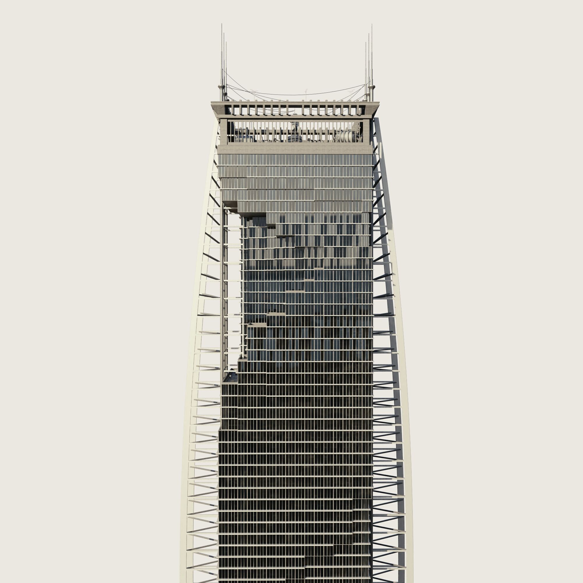 Building Skyscraper City Town Downtown Street Futuristic Utopia Low-poly 3D model_3