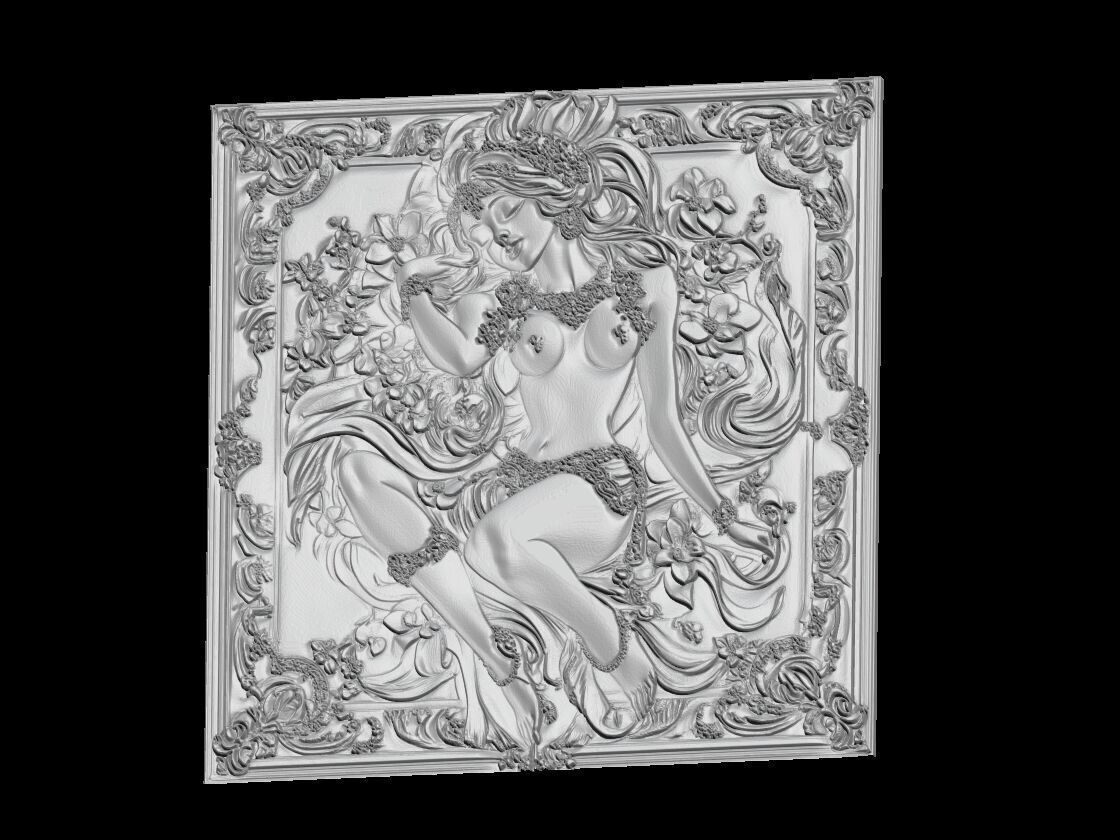 Elegant Woman 3D Relief 3D print model_1