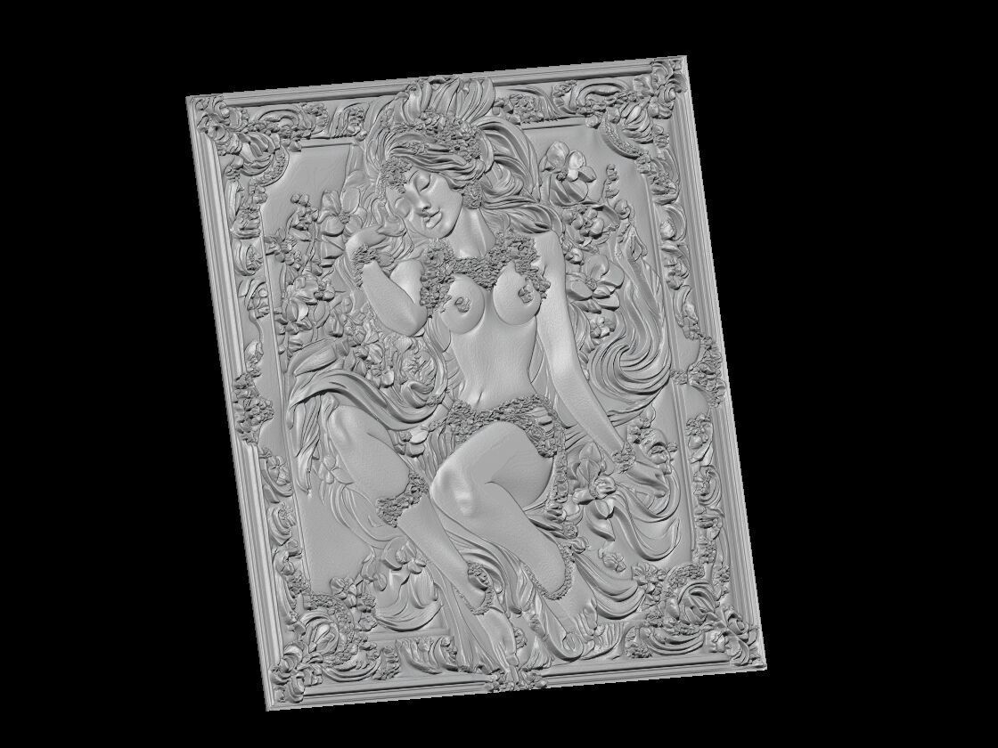 Elegant Woman 3D Relief 3D print model_2