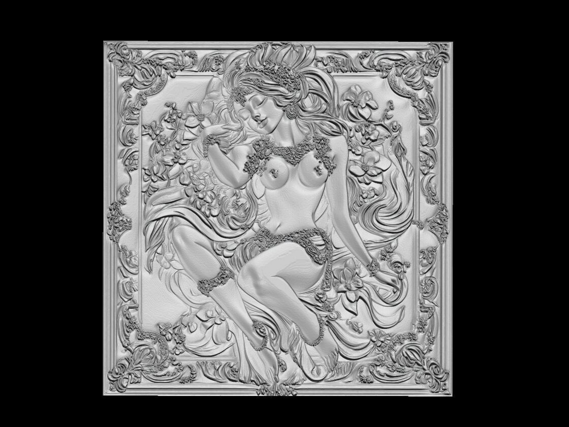 Elegant Woman 3D Relief 3D print model_0