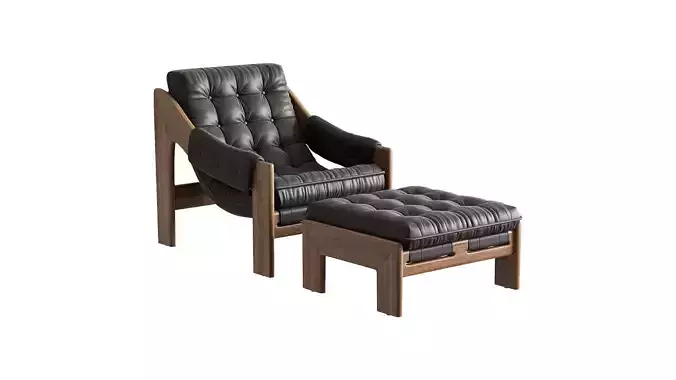 Four Hands Halston Chair with Ottoman