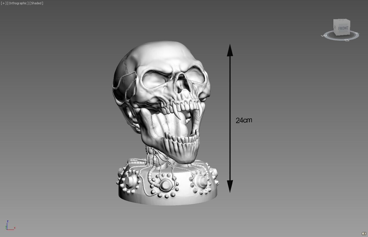 Robot skull human Headphone Stand Cyborg Headset Stand 3D print model_3