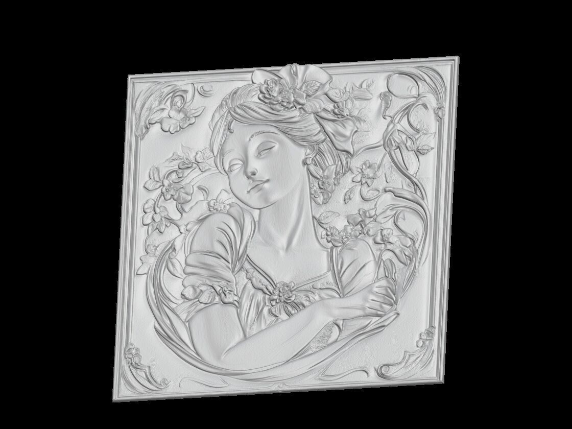 Romantic Woman 3D Relief 3D print model_2