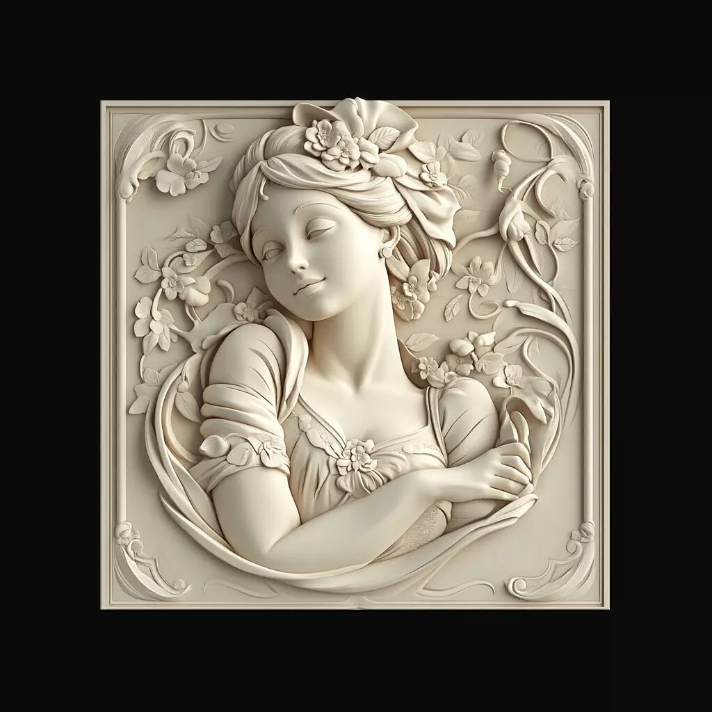 Romantic Woman 3D Relief 3D print model_0